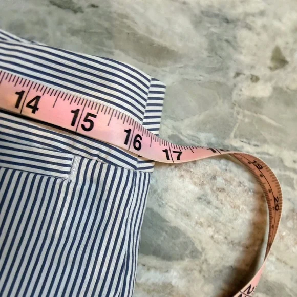 Ann Taylor Factory Signature 8P Navy White Pinstripe Petite Dress Pants - Picture 6 of 10